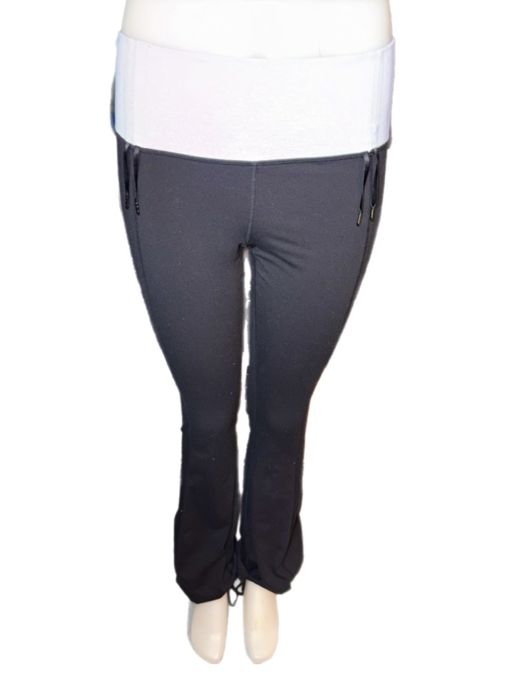 lululemon athletica Row Rise Black Jogger Pants with White Fold-Over Waistband